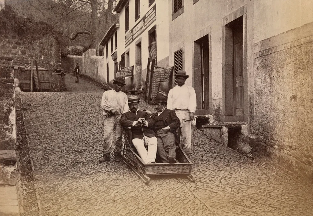 Traditional Madeira wicker toboggan in Funchal