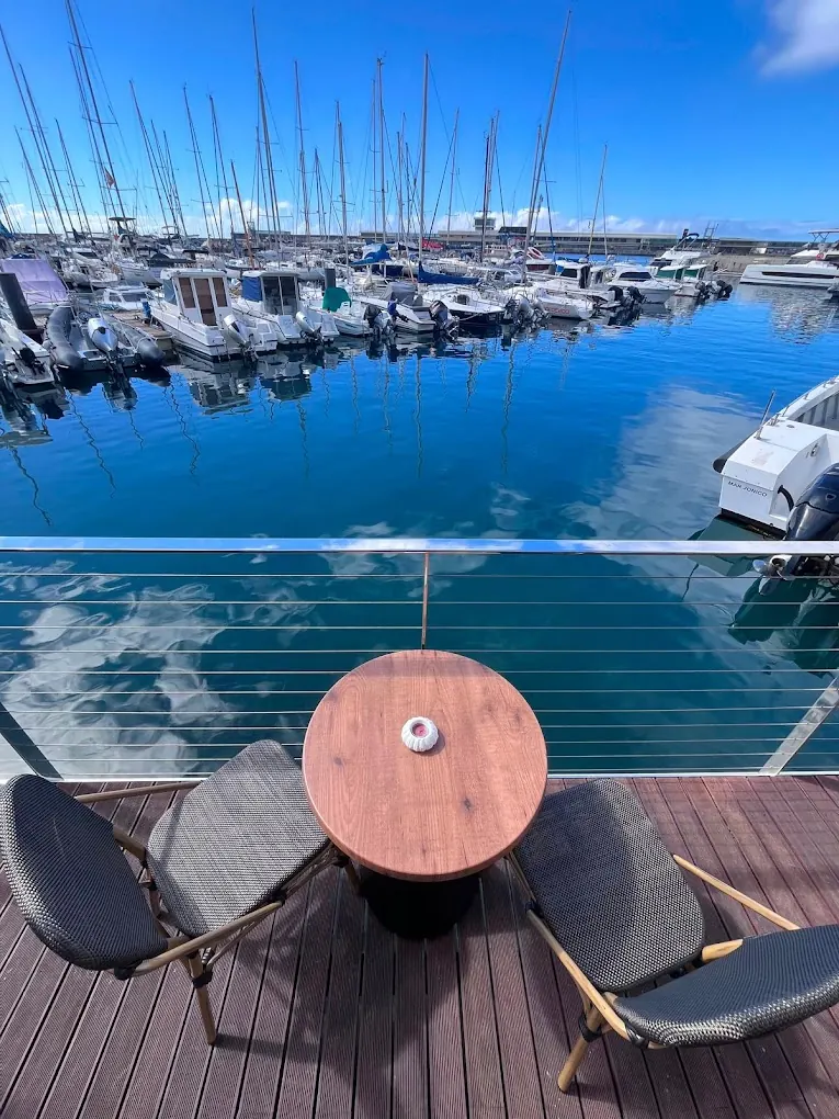 Terrace table overlooking Funchal Marina at BrunchVille