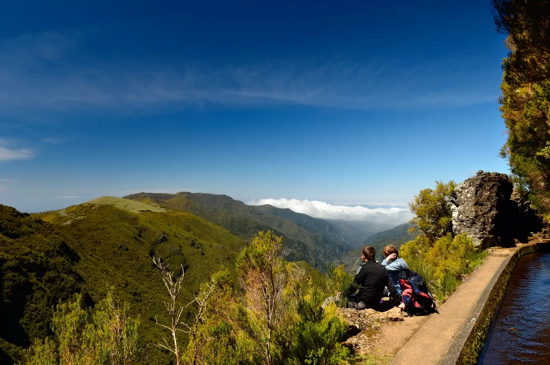 Mountain and levada view on Levada do Alecrim