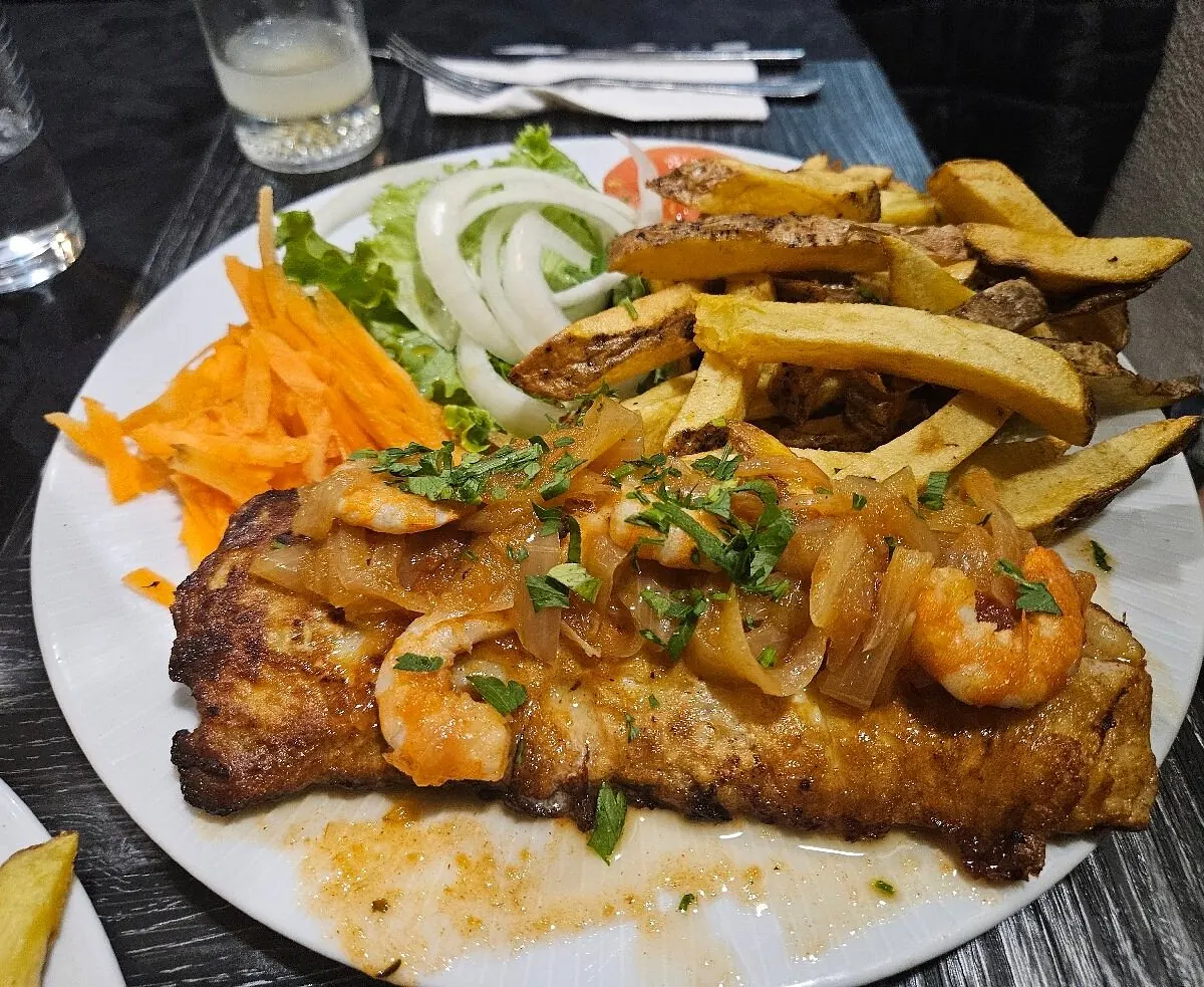 Grilled fish dish at Sirius restaurant in Funchal
