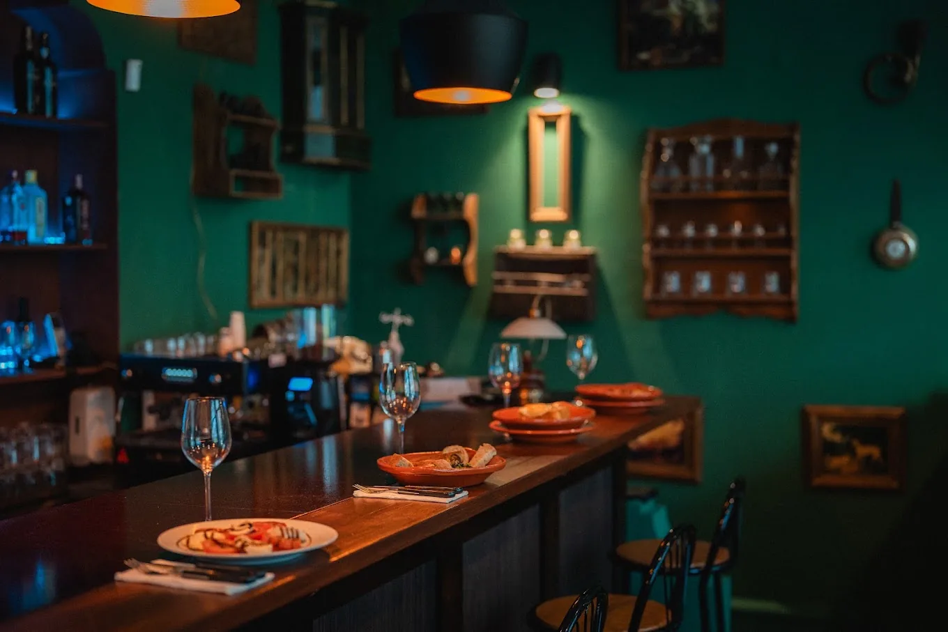Warm interior bar at Taberna Portuense in Funchal